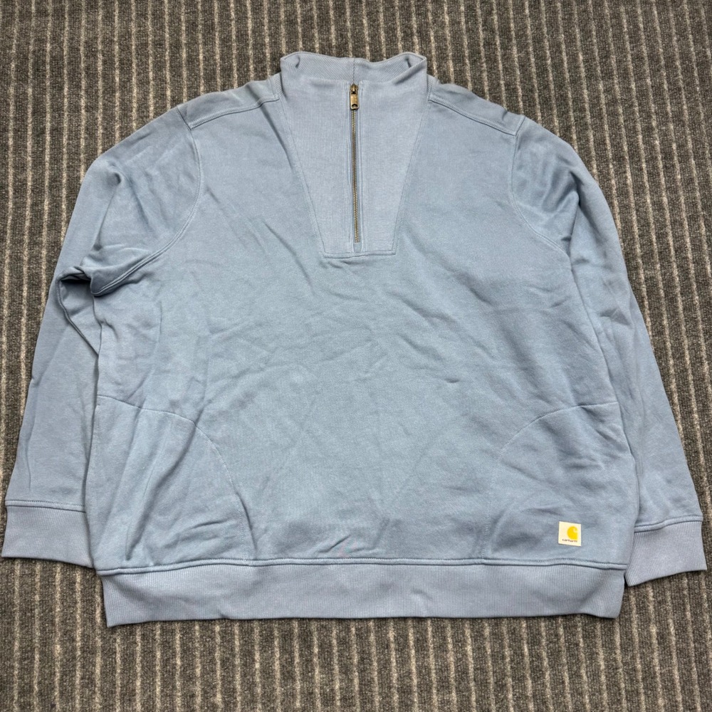 Carhartt Womens Quarter Zip Sweatshirt 2X Blue Tencel Fiber Series TS6451-W